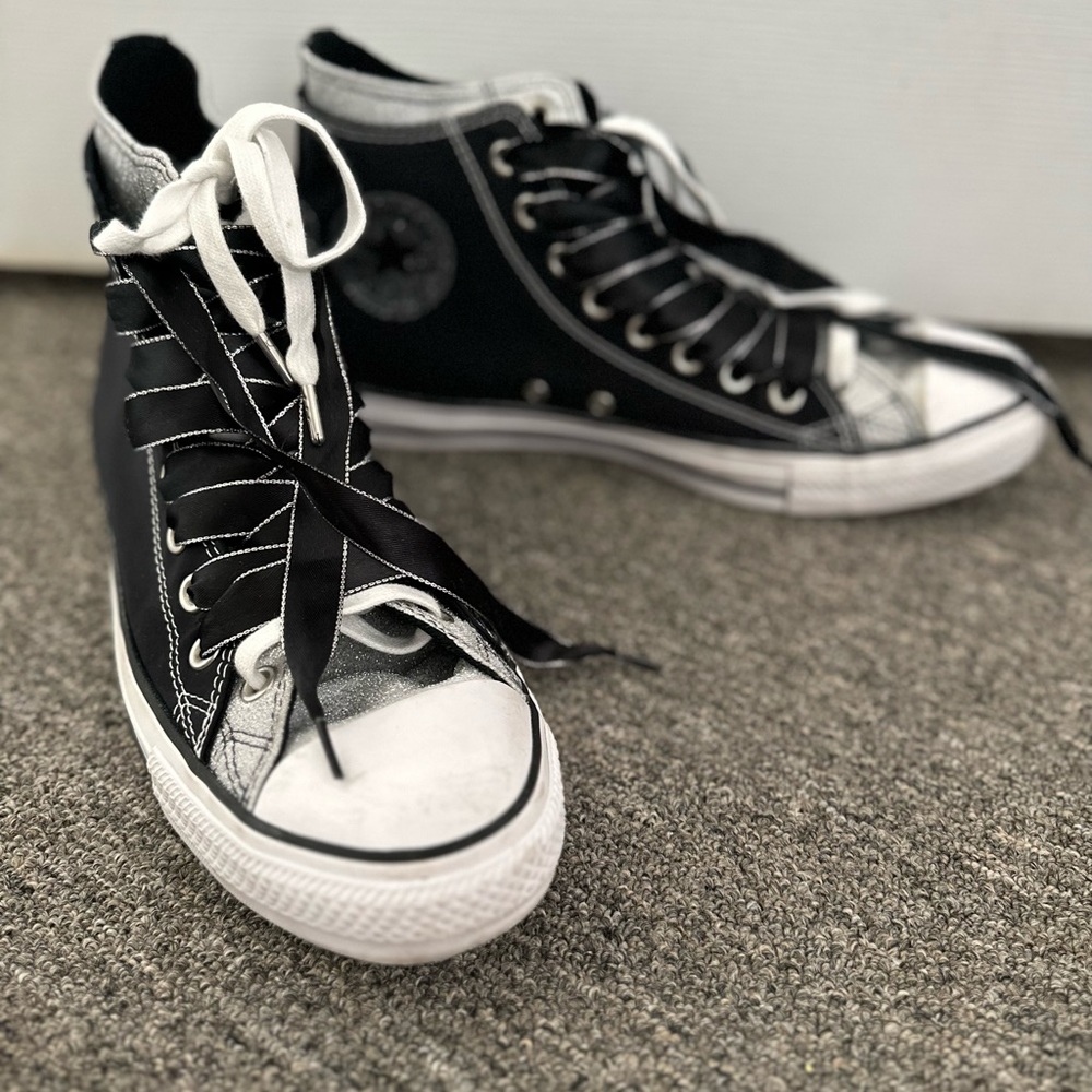 Converse All-Star Black with Silver Glitter Two-Tone Shoes